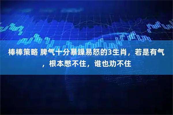 棒棒策略 脾气十分暴躁易怒的3生肖，若是有气，根本憋不住，谁也劝不住